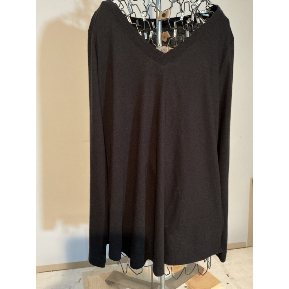 Torrid Girlfriend Signature Jersey V-Neck Long Sleeve Tee Deep Black NEW